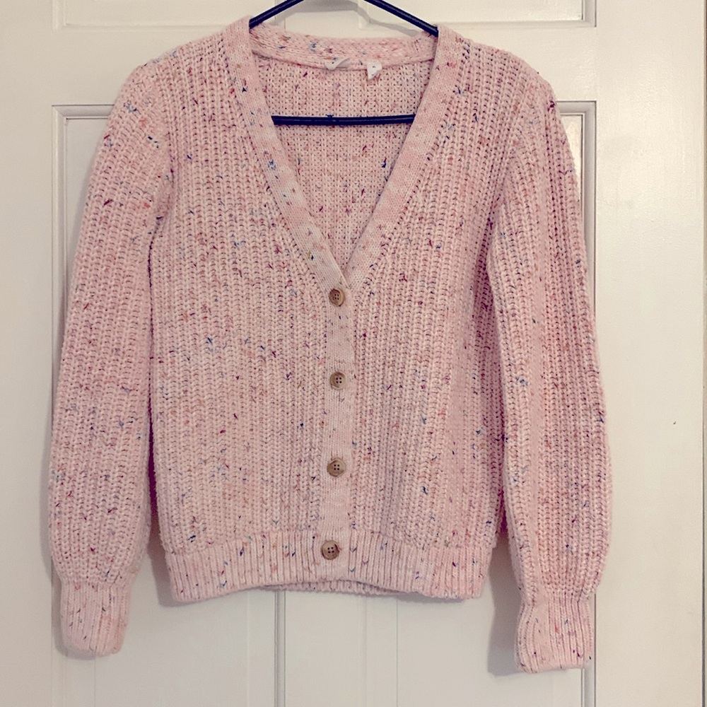 GAP Kids Chunky Knit Pink Cardigan  100% Cotton Size XL